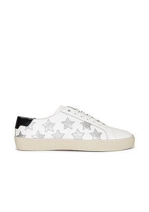 Saint Laurent Court Classic Star Sneakers in Blanc Optique & Argent & Noir - White. Size 36.5 (also in 36).