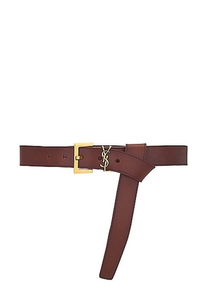Saint Laurent Cassandre Long Belt in Dark Brown Chocolate & Brown Chocolate - Brown. Size 70 (also in 65).