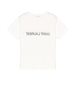 Saint Laurent Col Rond T-Shirt in Naturel & Noir - White. Size M (also in L, XL, S).