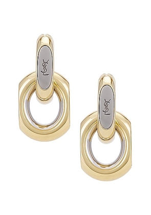 Saint Laurent YSL Duo Link Earrings in Dore & Palladium - Metallic Gold. Size all.