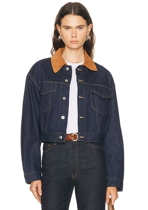 SLVRLAKE Kira Curve Sleeve Trucker Jacket in Midnight Mile - Blue. Size M (also in L, S, XS).