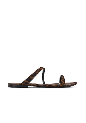 Saint Laurent Tanger Flat Slide in Manto Naturale - Brown. Size 37.5 (also in 36.5, 38, 38.5, 39, 39.5, 40, 41, 42).