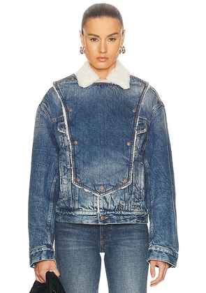 R13 Bib Trucker Jacket in Kelly - Navy. Size M (also in S, XS).