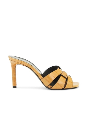 Saint Laurent Tribute Mule Sandal in Brave Beige - Brown. Size 36.5 (also in 36, 37, 37.5, 38, 38.5, 39, 39.5, 40, 41).