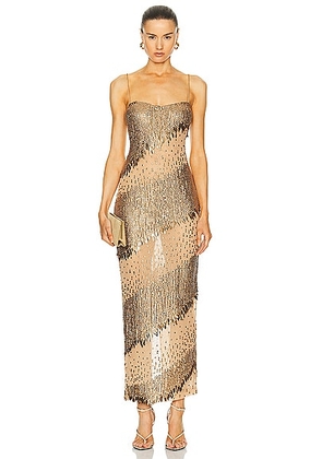 Retrofete Carmine Dress in Tannin - Metallic Gold. Size M (also in L, S).