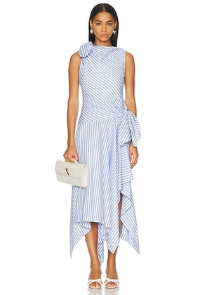 Monse Bow Drape Shirting Cascade Dress in Sky Blue - Baby Blue. Size 2 (also in 8).