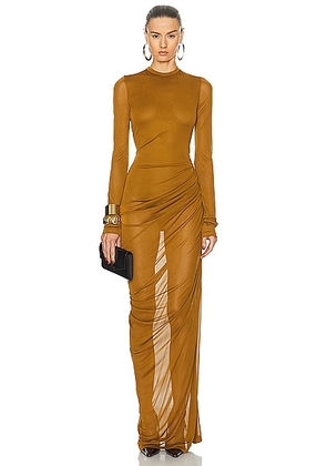 Saint Laurent Voile Jersey Gown in Cumin - Brown. Size 42 (also in ).