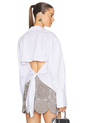 SIMONMILLER Loch Poplin Button Up Shirt in Macadamia - Ivory. Size M (also in XS, S, L).