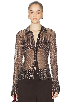 Monse All Over Crystals Shirt in Teak & Silver - Brown. Size M (also in L, S).
