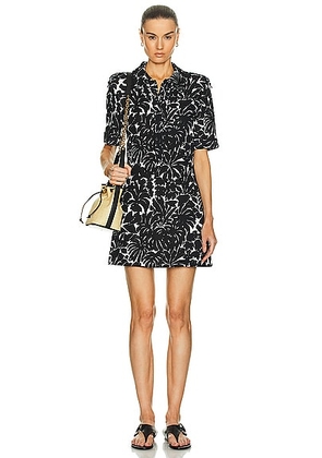 Saint Laurent Palm Print Dress in Craie Noir - Black. Size 38 (also in 40, 42, 36).