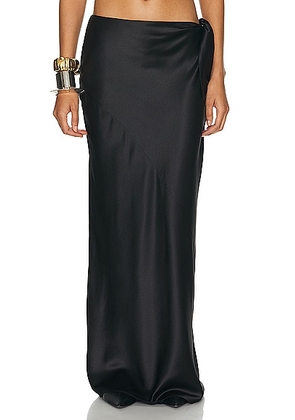 Saint Laurent Satin Maxi Skirt in Noir - Black. Size 42 (also in ).