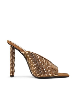 Saint Laurent Sept Mule Sandal in Deep Cognac & Smocked - Brown. Size 40 (also in 36, 37, 41).