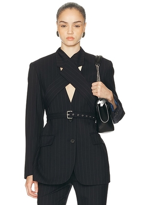 Monse Harness Tailored Blazer in Dark Sapphire - Black. Size 0 (also in 2, 6).