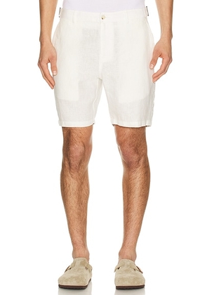 Onia Linen Fixed Waist Short in White - White. Size 34 (also in 30, 36).
