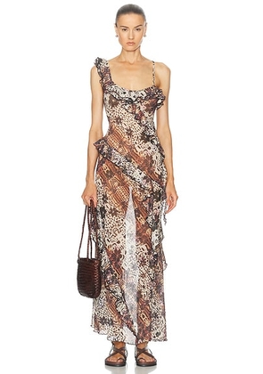 SIEDRES For FWRD Halter Neck Long Dress in Multi - Brown. Size L (also in XXL).