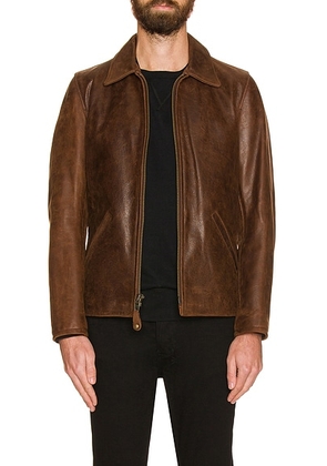 Schott Waxy Buffalo Leather Sunset Jacket in Brown - Brown. Size XL (also in M, L).