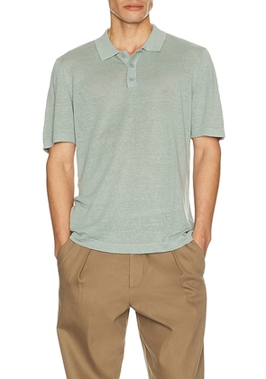 Onia Linen Sweater Polo in Washed Olive - Olive. Size S (also in XL/1X).