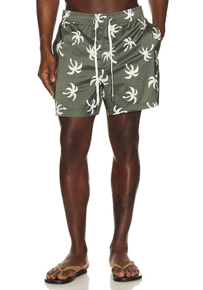 Onia Charles 5 Swim Trunk in Soft Olive - Olive. Size M (also in XL).