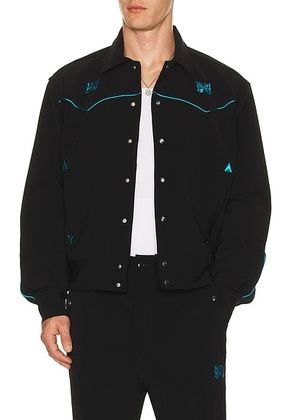 Needles Piping Cowboy Jacket Poly Double Cloth in Black - Black. Size M (also in L, S, XL).