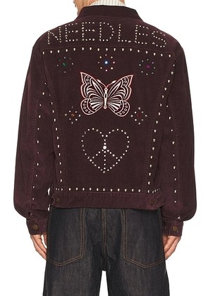 Needles Studded Jean Jacket 14W Corduroy in Burgundy - Burgundy. Size S (also in L, XL).