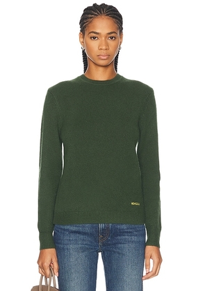 RENGGLI Embroidered Cashmere Crewneck Sweater in Juniper - Green. Size XXS (also in XS).