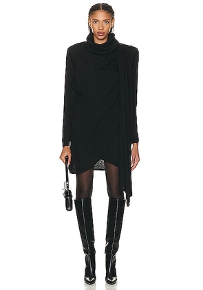 Saint Laurent Hooded Draped Dress in Noir - Black. Size M (also in XS, S, L).