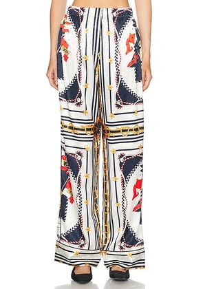 Ronny Kobo Dora Pants in Multi Scarf - White,Navy. Size XS (also in ).