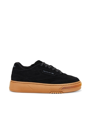 Reebok Club C LTD Suede Sneaker in Black - Black. Size 5.5 (also in 5, 6, 6.5, 7, 7.5, 8).