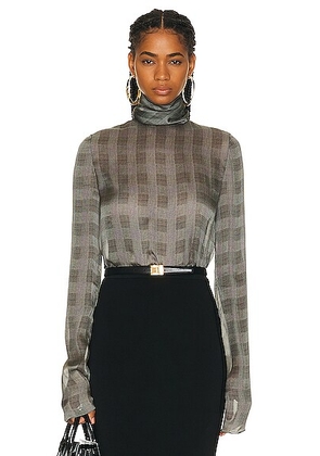 Saint Laurent Sheer Blouse in Creme Noir - Grey. Size 36 (also in 34, 40).