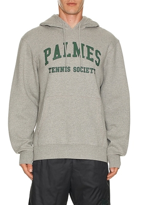 Palmes Mats Hooded Sweatshirt in Grey Melange & Green - Grey. Size S (also in M).