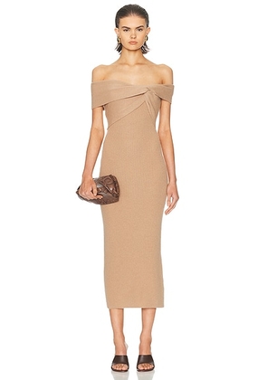 Roland Mouret Cashmere Off Shoulder Midi Dress in Beige - Beige. Size M (also in L).