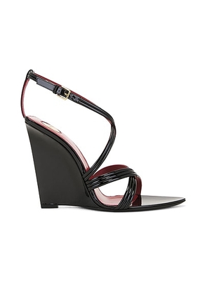 Saint Laurent Rossi Wedge Sandal in Nero - Black. Size 36.5 (also in 40, 37, 41, 36, 39).