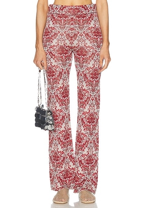 RABANNE High Waisted Legging in Red & Silver Paisley - Red. Size M (also in L, S).