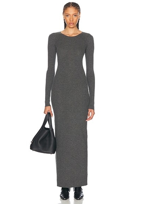 SPRWMN Long Sleeve Crewneck Cashmere Maxi Dress in Grey - Grey. Size M (also in ).