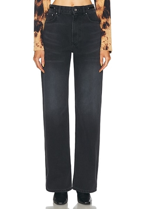 RABANNE Pantalon Straight Leg Jeans in Used Black Denim - Black. Size 30 (also in ).