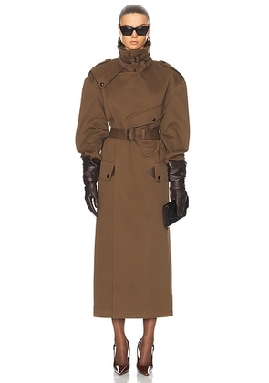 Saint Laurent Belted Coat in Kaki - Olive. Size 40 (also in 36).