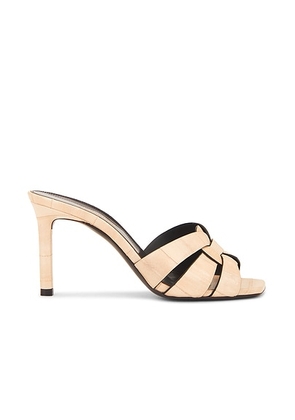 Saint Laurent Tribute Mule Sandal in Brave Ivory - Ivory. Size 38.5 (also in 36.5, 39.5, 41).