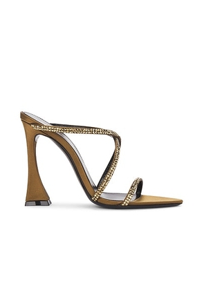 Saint Laurent Gippy Sandal in Khaki & Crystal Starlight - Olive. Size 37 (also in 36.5, 38.5, 39, 39.5, 40, 40.5).