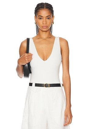 SANS FAFF Plunge V Bodysuit in White - White. Size L (also in M, S).