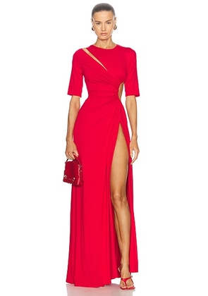 Sid Neigum Gathered Slit Maxi Dress in Red - Red. Size S (also in M, XS).