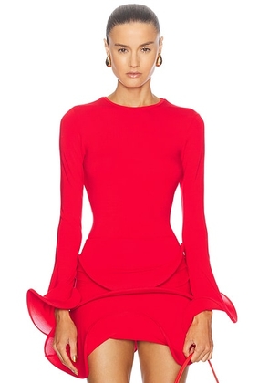 Sid Neigum Wave Sleeve Top in Red - Red. Size L (also in M, S, XS).