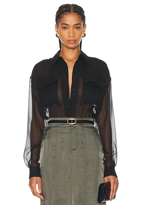 Saint Laurent Button Up Top in Noir - Black. Size 42 (also in ).