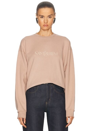 Saint Laurent Crewneck Sweatshirt in Nude Rose - Nude. Size S (also in M, XS).
