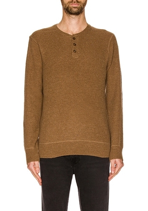 Schott Button Henley Sweater in Camel - Brown. Size XL (also in S).