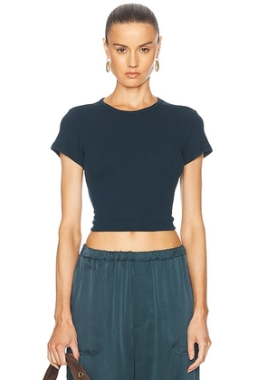 SABLYN Yael Cropped Crewneck Baby Tee in Compass - Teal. Size M (also in L).