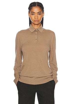 The Row Ipanelli Polo in Camel - Beige. Size L (also in XL).