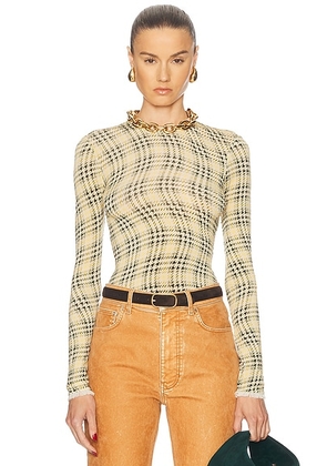 RABANNE Long Sleeve Top in Tartan Green & Yellow - Lemon. Size 36 (also in 34, 38, 40).