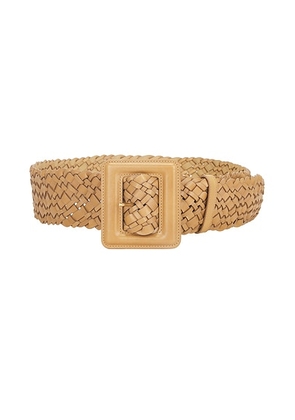 Saint Laurent Woven Leather Belt in Warm Almond - Tan. Size 80 (also in 75, 85, 90).