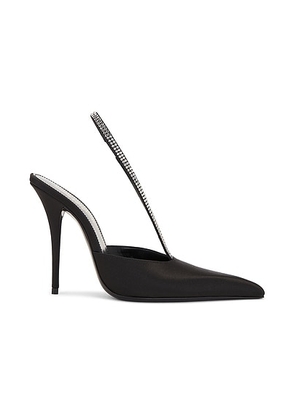 Saint Laurent Chacha Pump in Nero & Crystal Velvet - Black. Size 38 (also in 36.5, 39.5).