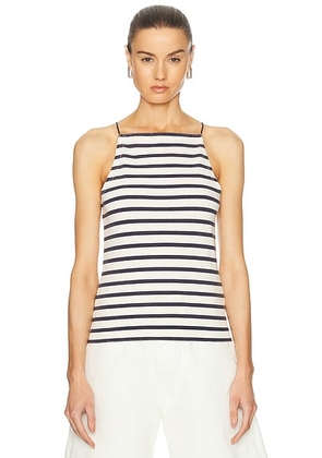 R13 Halter Stripe Tee in Navy & Ecru Wide Stripe - Navy. Size XS (also in ).